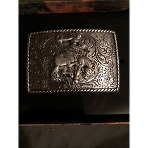 Nacona Belt Buckle Silvertone Classic New‎ In Box Cowboy Horse